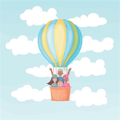 Air Balloon Hot Air Balloon With People Black And White People Fly In A Balloon People With