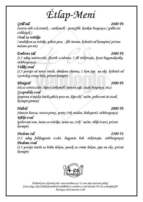 Menu At Plat N Panzi S Es Vend Gl Restaurant M Rahalom