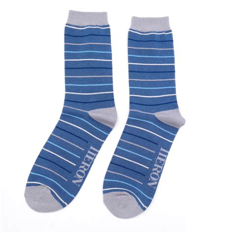 Mens Thin Stripes Socks Navy Miss Sparrow