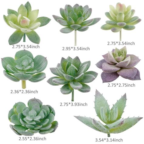 Augshy 16 Pack Artificial Succulent Flocking Plants Unpotted Plant for