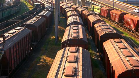 Long Railway Freight Trains With Lots Of Stock Footage Sbv 325140104