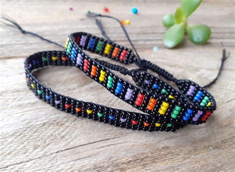 Gay Pride Bracelet LGBT Flag Beaded Hand Woven Loom Bracelet Etsy