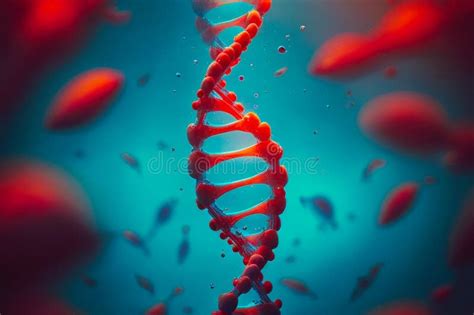 Illustration Of The Human Dna Helix Structure In Bodily Fluid Stock