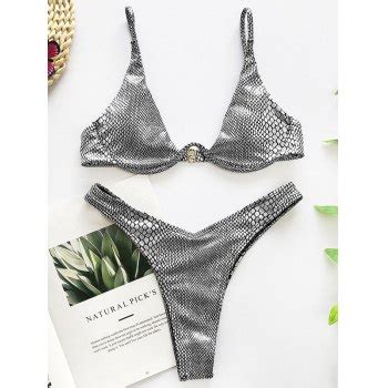 Emmiol Free Shipping 2025 Metallic Underwire Bikini Set Silver S In Bikini Sets Online Store