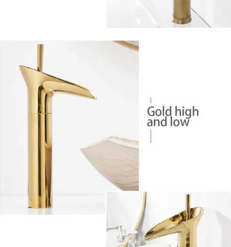 Fancy Basin Brass Faucet Tap Mixer Hot And Cold Waterfall Inch Height Gold Colour At Rs
