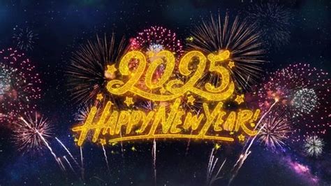 Happy New Year 2025 Text Typography Stock Footage Video (100% Royalty