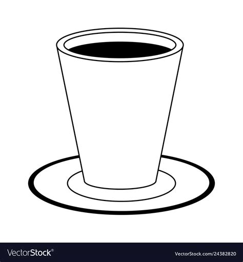 hot coffee mug isolated  black  white vector image