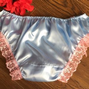 Baby Blue Satin Panties Feminine Bikini Knickers Roses Etsy