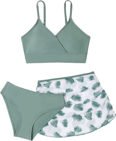 Amazon Shenhe Girl S Piece Cute Spaghetti Strap Triangle Bikini Swimsuit With Beach Cover