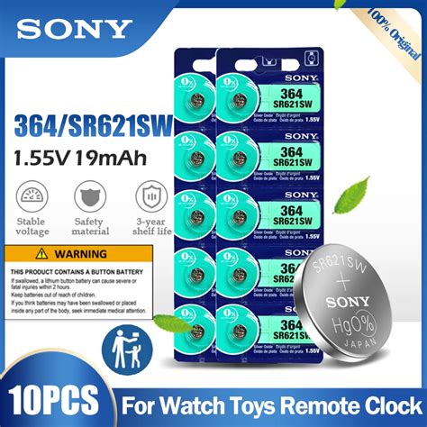 10pcs Sony 364 Sr621sw Ag1 Lr621 621 164 531 Sr60 Lr60 1 55v Silver