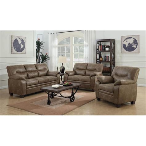 Coaster NJ 08810 2516 Meagan 3 Piece Vegan Leather Living Room Set