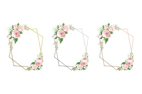 Watercolor Floral Geometric Frames By Birdiy Design Thehungryjpeg