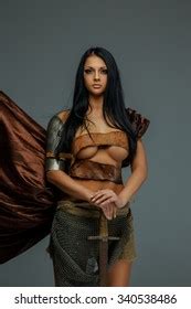 Sexy Brunette Woman Ancient Roman Armor Stock Photo Edit Now