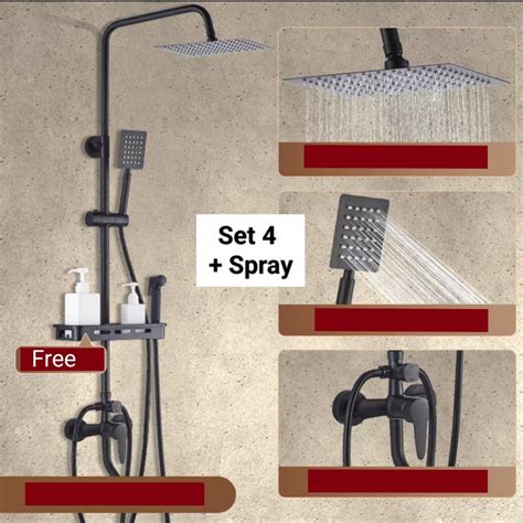 Shower Set Rain Shower Shower Head 3 4 Function High Class Cool Hot Mixer Tap Faucet Water