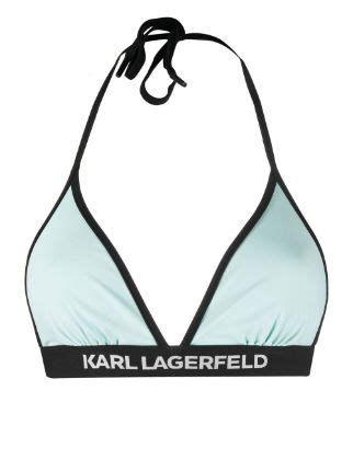 Karl Lagerfeld Logo Print Triangle Bikini Top Farfetch