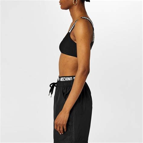 MOSCHINO Logo Bikini Top Women Black V Flannels