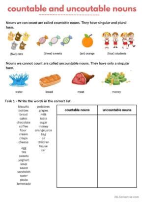 11 Countable And Uncountable Nouns General Vocabulary Pract