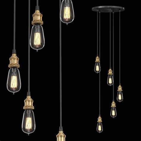 20th Century Factory Filament Bare Bulb Round Pendant 3d Model 9