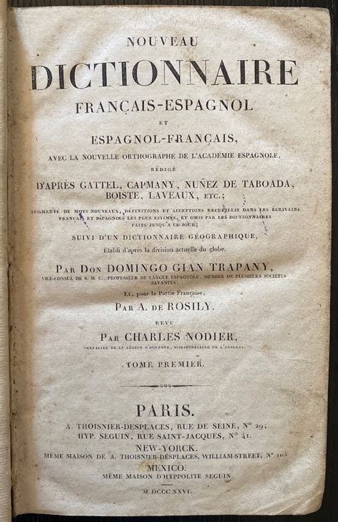 NOUVEAU DICTIONNAIRE FRANÇAIS ESPAGNOL ET ESPAGNOL FRANÇAIS avec la