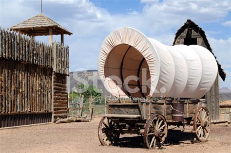 Wild West Fortress And Wagon Stock Photo Royalty Free Freeimages