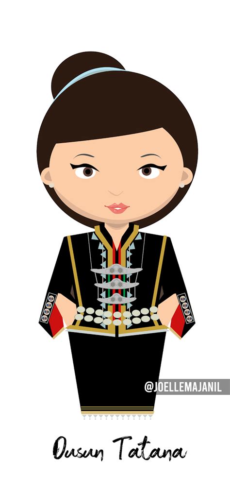 Kadazandusun Traditional Costume Flat Vector Illustration - Joelle Majanil