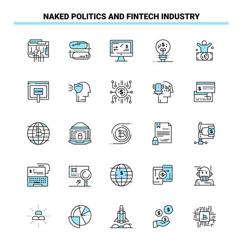 25 Naked Politics And Fintech Industry Black And Blue Icon Set Creative