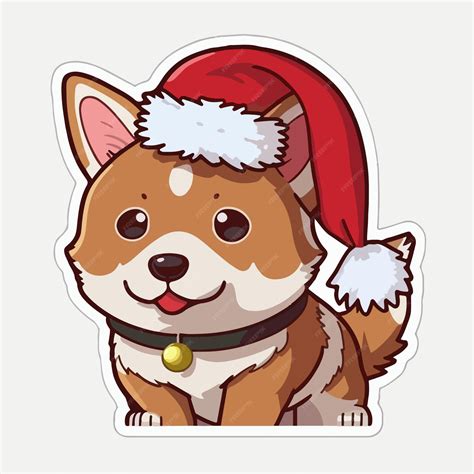 Premium Vector | Christmas dog cartoon sticker xmas puppy printable
