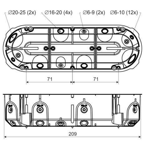 Коробка установочная для полых стен 3-местная 209х68х50 мм Kopos KPL 64 ...