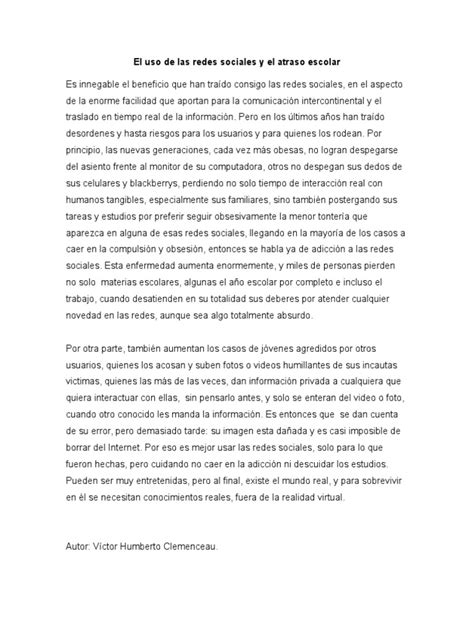 El Uso de Las Redes Sociales y El Atraso Escolar | PDF 