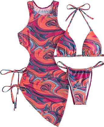 Amazon Piece Swimsuits For Women Padded Floral Print String Bikini Bathing Suit Set Sexy