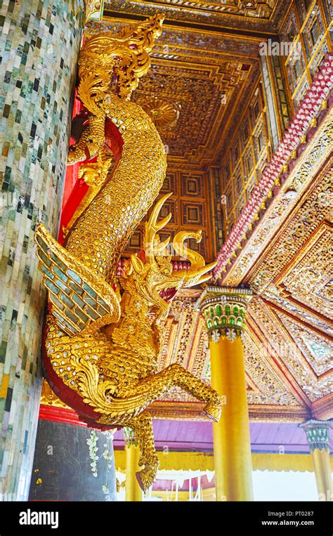 Yangon Myanmar February The Scenic Gilt Serpent Dragon