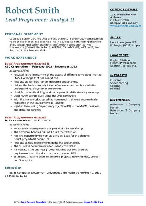 Lead Data Analyst Resume Example Kickresume Bank Home