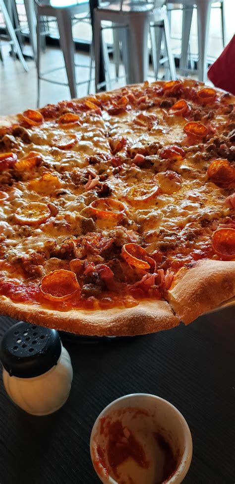 Tony Saccos coal oven pizza, Howell Mi. This pizza had a spicy sauce