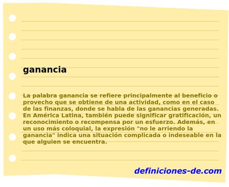 O Que Significa Ganancia - Significado de «ganancia»