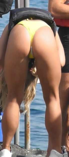Sexy Blonde In Yellow Thong Sexy Candid Girls