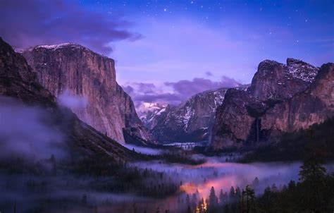 Wallpaper Yosemite, Waterfall, Valley, Fog, National Park, Tunnel for ...