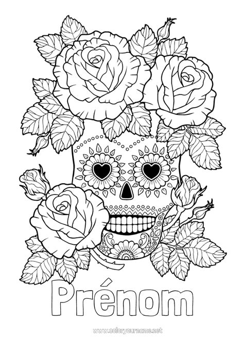 Coloriage n254 Crâne Día de los Muertos