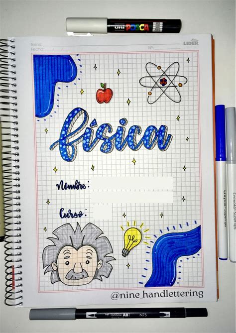 Portada de Física Carátula de Física Portada para cuaderno