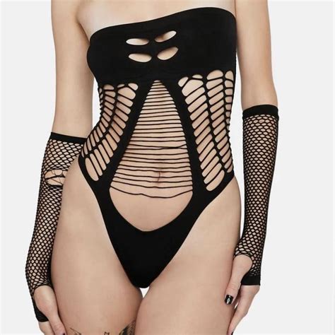 Dolls Kill Women S Black Bodysuit Depop