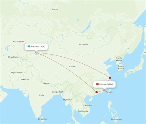 All Flight Routes From Almaty To Xiamen ALA To XMN Flight Routes