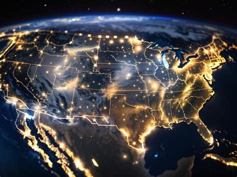 Premium Photo | Starry Nights USA Satellite View Night Illuminated Map Edit