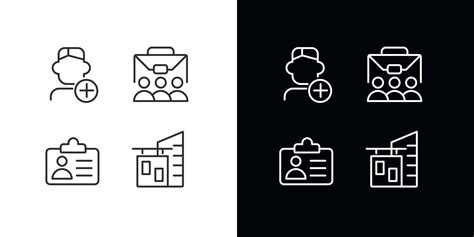 Employment Pixel Perfect Linear Icons Set For Dark Light Mode Company