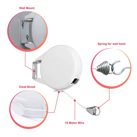 1pc Retractable Clothesline 12m397ft Indoor Outdoor Heavy Duty Pvc