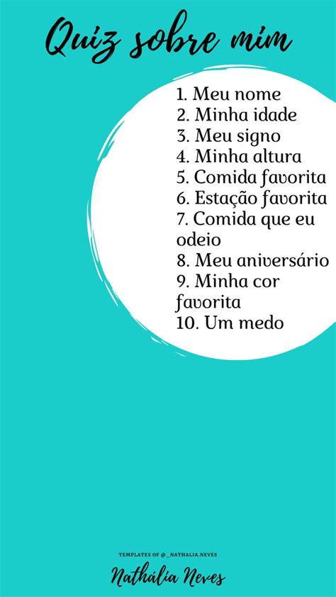 Quiz Sobre Mim Para Amigos - Quiz sobre mim - TEMPLATES | Quiz sobre mim, Templates para instagram ...