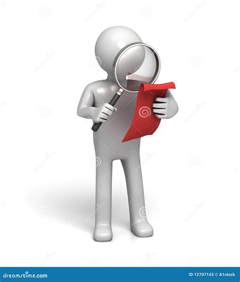 closely examining documents  magnifyer stock illustration