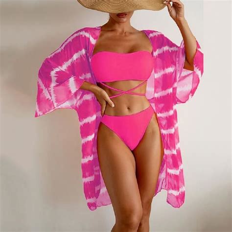 Ensemble De Bikini Solide Contraste De Poitrine Sexy Pour Femmes Ensembles De Maillots De Bain