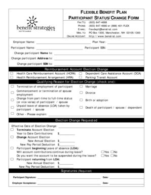 Fillable Online Manchesternh PARTICIPANT STATUSCHANGE FORM