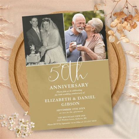 50th Wedding Anniversary Then And Now 2 Photo Invitation Zazzle