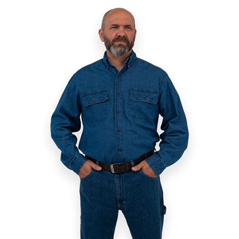 Denim Pearl Snap Western Shirt Long Sleeve Key Apparel