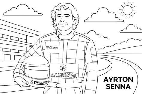 Desenho Ayrton Senna Para Colorir - Ayrton Senna: Lenda das Pistas para imprimir e colorir